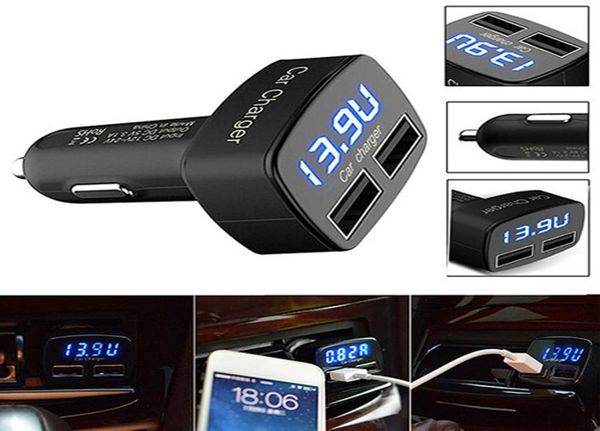 4in1 Dual USB Car Charger Digital LED Display DC 5V 31A Universal Adapter mit Spannungstemperaturstrom Tester5716749