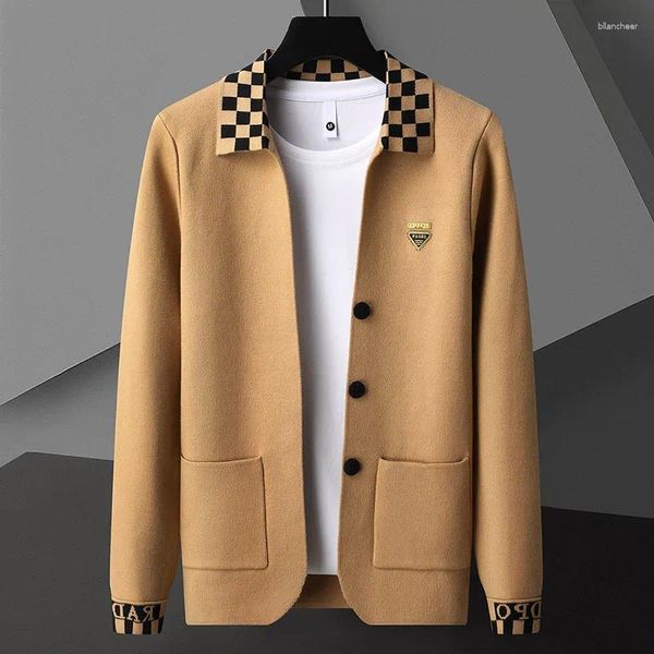 Suéteres masculinos 2024 Fall Winter Fashion Brand Cardigan Roupas para homens Top designer Classic xadre