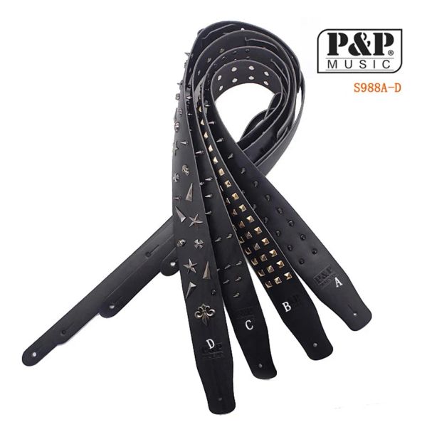 Hanger 2023 Neue Metal Spike Sollig Sorbleable Heavy Duty Leder Gitarrengurt coole Accessoires Gitarrengurt