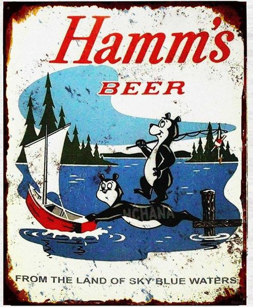 Винтажный олово Hamms Beer Bear Lake Boat Tin Metal Знак 8x12 дюймов9323733