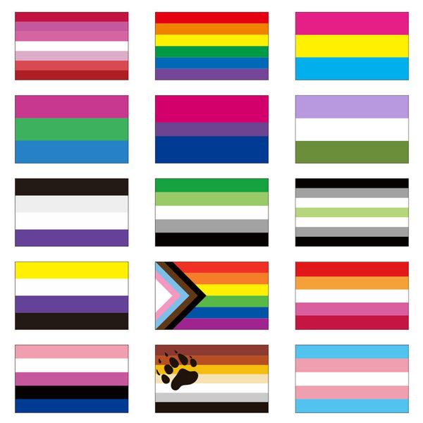 Stock Rainbow Flags 3x5 Fuß Gay Flags 90x150 cm Regenbogen Things Pride Bisexuelle lesbische pansexuelle LGBT -Banners Accessoires CPA4205