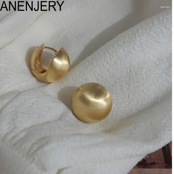 Brincos de argola Anenjery Fosco de ouro esférico de ouro para mulheres Retro Acessórios versáteis criativos exclusivos Brincos