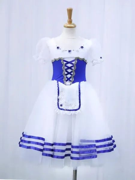 Bühnenbekleidung Ballett Tutu Kleid Giselle Blue Performance Tanzwettbewerb