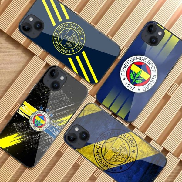 T-Turkey Fenerbahce-E Case de telefone para iPhone 15 14 13 12 11 x xr xs xsmax 8 7 Plus Mini Pro Max Black Glass Telefone Tampa