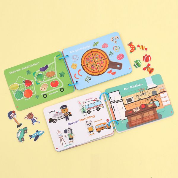 Brinquedos Montessori para Baby Diy Pasta Livros Quietos Crianças Livro Ocupado Números de Animais Combinando Puzzle Aprendizando Too