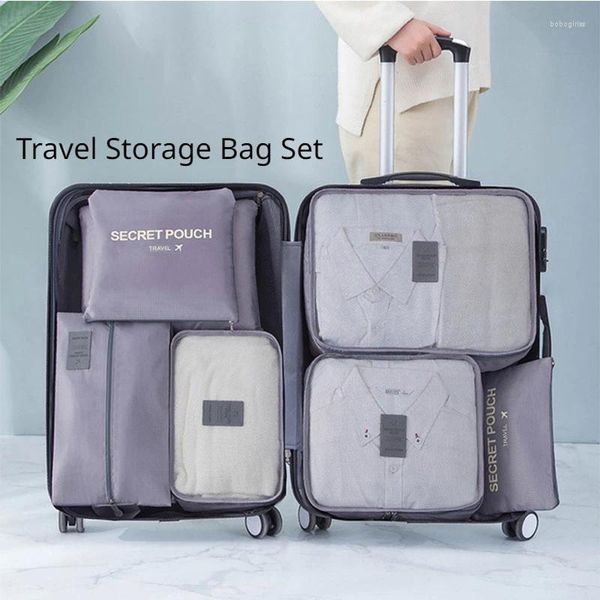 Bolsas de armazenamento Conjunto de sacos de viagem 6pcs Organizador de roupas de bagagem Cubos de embalagem