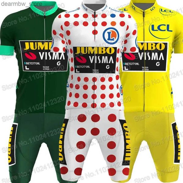 Set di maglia ciclistica 2023 Francia Tour TDF Ciclaggio Set Set Seve Green Giallo Abbigliamento Sambuco per biciclette per biciclette Shorts Mtb Ropa L48