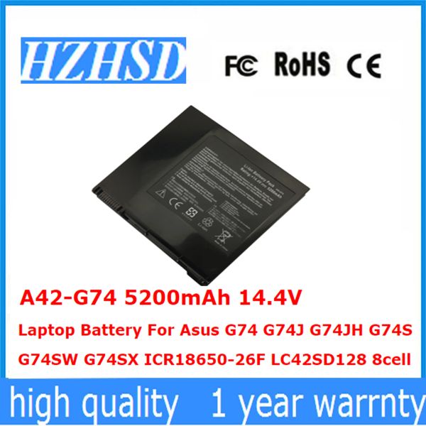 Батареи A42G74 5200MAH 14.4V Батарея для ноутбука для ASUS G74 G74J G74JH G74S G74SW G74SX ICR1865026F LC42SD128 8CELL