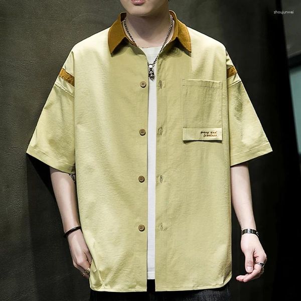 Camisas casuais masculinas 2024 Cidade de verão para homens japoneses coreanos de manga curta camisa masculina hip hop harajuku roupas de blusa