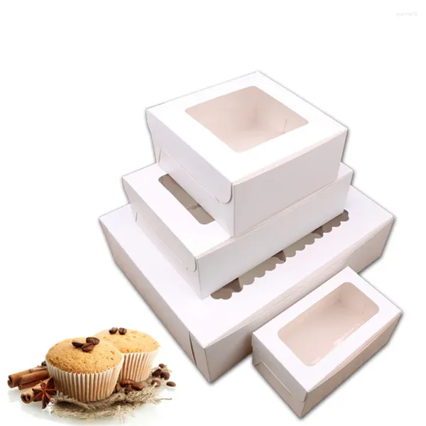 Scatole per cupcake in avvolgimento regalo bianco Clear per 4 6 tazze di torte con vassoi rimovibile Packaging per torta per muffin