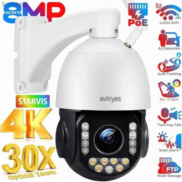 PTZ Kameralar 8MP 4K IP Dış Mekan Kamera 30x Zoom WiFi Pan Tilt Hız Dome CCTV Kamera İnsansı İzleme Renk Gece Güvenliği İzleme Kamerası C240412