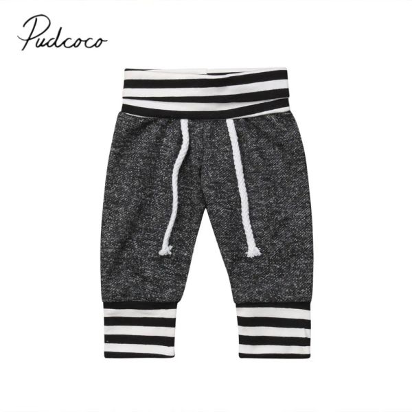 Hosen 2019 Brandneue neugeborene Hosen gestreifte graue Leggings Baumwollboden für Neugeborene Mädchen Jungen 50pcs/Set Großhandel 03M