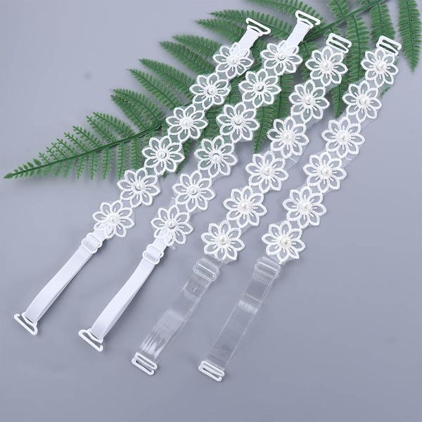 Cinghie per perle di fiori cintura cintura elastica tracolla trasparente spalla per biancheria intima regolabile invisibile silicone