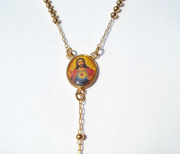 Sadık serin 22 k 24 k Thai Baht ince altın doldurulmuş /haç kolye rosario rbpary boncuk zinciri 60cm + 10 cm long7877771