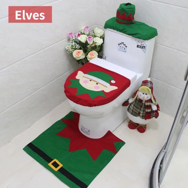 Nuovi coprisedili da bagno di Natale carini creativi Babbo Natale tappetino da bagno Forniture di Natale per casa Capodanno Decorazione regalo Navidad 2024