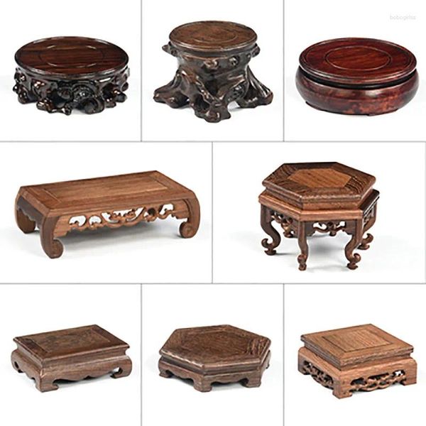 Piastre decorative tavolo intagliato retrò artigianato in legno massiccio ripiani di fiori in legno base per la decorazione del vassoio per tè set di tè