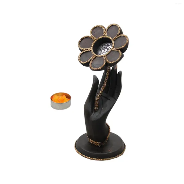 Titulares de vela Buda Yoga Holder Lotus Gesto Hand Candlestick Feng Shui Feliz Capaciturador para o escritório da área de trabalho decoração