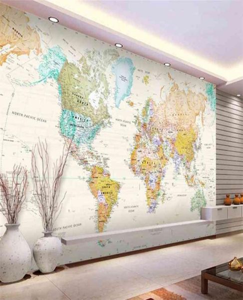 Пользовательские обои из какого -либо размера 3D Stereo World Map Fresco Living Room Office Изучение интерьера обои папель де Парде 3D 214004581