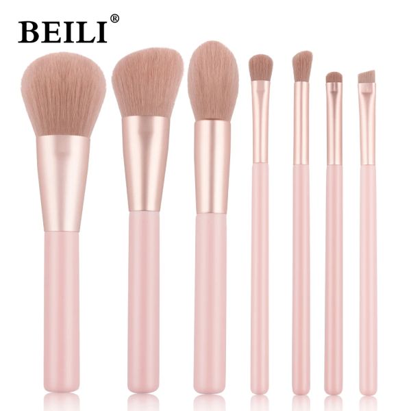 Schatten Beili Pink/Schwarz 7pcs Make -up Pinsel Lidschatten Rouge Foundation Pulver Pulver Augenbrauen Make -up Pinsel Set Pro Maquillaje Beauty Tool