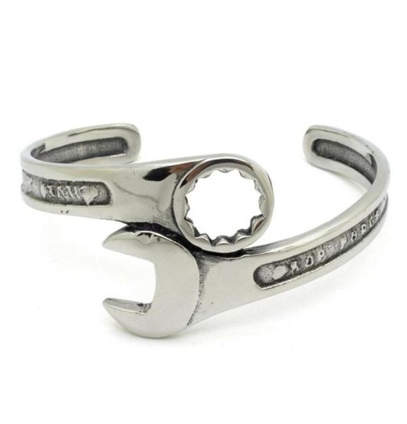 Moda Silver Tone Metals Tools Bangle Bangle Salão de Aço Antelhado Jóias de Banda de Designer Banda BB02209B5267215