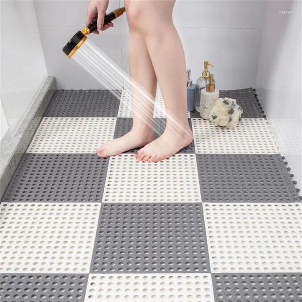 Teppiche Badezimmerbodenmatte 10pcs/Los 30x30 cm Nicht rutsches DIY Bunte Toiletten wasserdichte Mesh Dusche