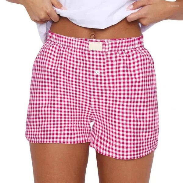 Shorts femminile sopra il ginocchio Stampa scozzese Opzioni di abbigliamento da sonno streetwear a vita alta