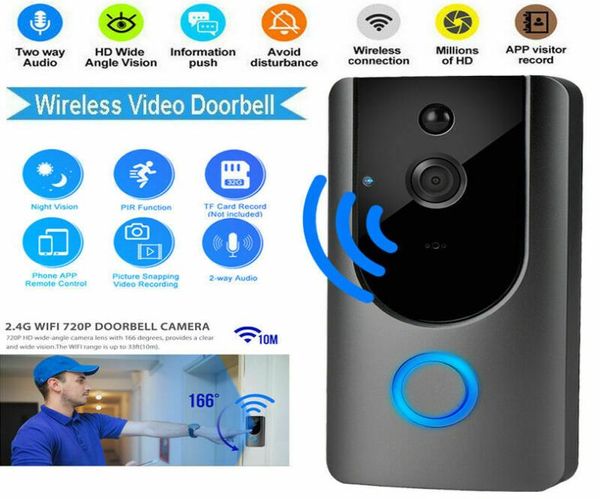 Smart IP -Gegensprechanlage WiFi -Video -Telefon -Türklingeln WiFi -Kamera für Wohnungen IR Alarm Wireless Security Doorkling 2730349