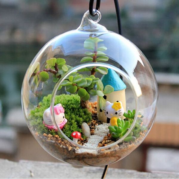 Sfera trasparente Globe a forma di vetro appeso a sospensione di vetro piante da fiori Terrarium Contenitore Micro paesaggio Paesaggio fai -da -te Decoraggio