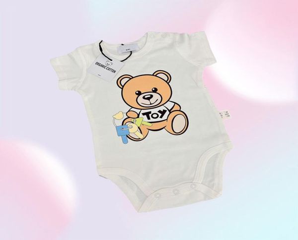 Designer neonato neonato ragazzo rompers vestiti per neonati ragazze cartone animato orso stampare tute a maniche corta tute tutela body6296111