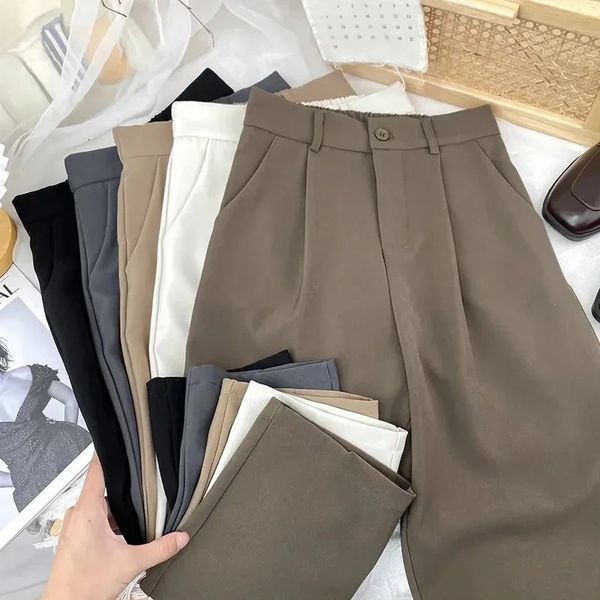 Fall Spring Black Suit Pants Haren Women Fashion Elastic High Waist Parers Woman Woman in stile coreano Solid Office Pant 240412