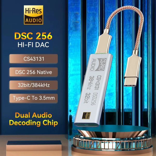 Verstärker CS43131 DSD256 DAC -Kopfhörerverstärker USB -Typ C mit 3,5 -mm -Ausgangs -Audio -Schnittstelle für IP -PC -HIFI -Audioadapter -Chip -AMP