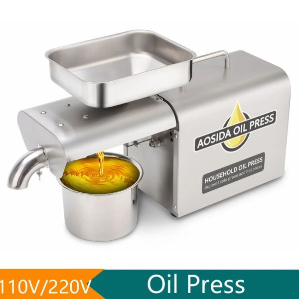 Pressisten 220 V/110 V Automatische Ölpresse Maschine kleiner kommerzieller Haushaltsspan Nussflachs -Squeezer Edelstahlöl Press Extraktor