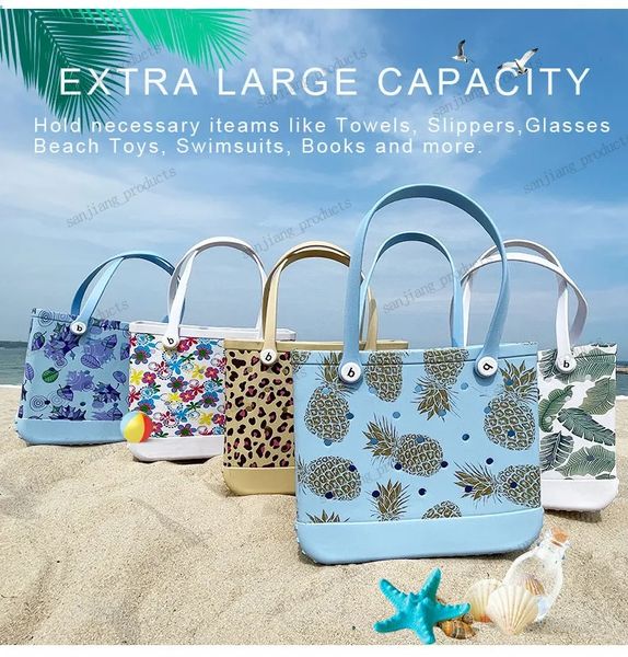 XL Kadın Tasarımcı Eva Tote Çanta Plaj Çantaları Lüks Yaz Deliği Totes Büyük Alışveriş Moda Plastik Sepet Leydi Depolama Yıkanabilir Plaj Silikon Çantası Eko Jöle Şeker