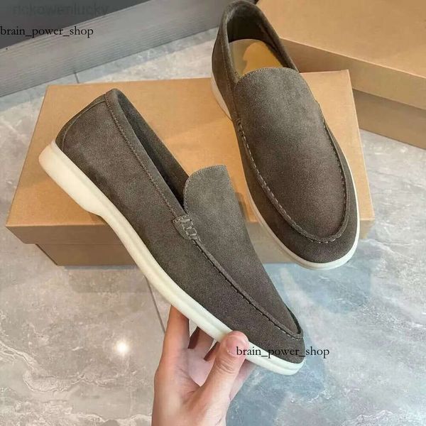 LORO Designer de alta qualidade Fashion Fashion 2023 Mens sapatos casuais Camuros de camurça superior FORDS Summer Summer Walk Comfort Slip Rubber Sole Flats 165