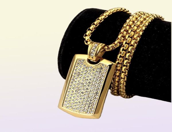 Титановые стальные хипстеры панк хип -хоп ювелирные изделия 24k золота с покрытием для собак с собакой с золотой кусочкой для мужчин.