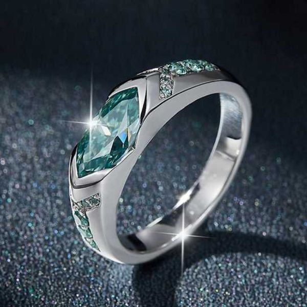GRA zertifiziert 5*10 mm 1CT Blue Green Moissanit Ring VVS1 Labor Diamond Solitaire Ring für Frauen Engagement Promi