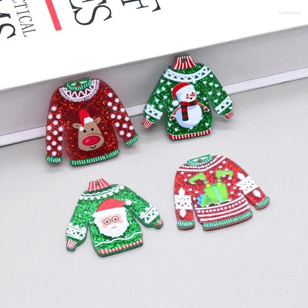 Ciondoli 8pcs maglione natalizio acrilico Orecchino clother divertimento carino bling bling snowman tiancenico a ciondolo gioielli fai -da -te make