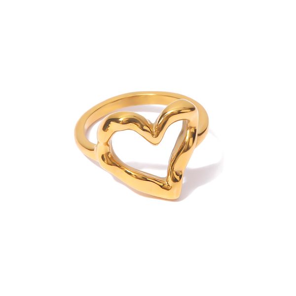 Frauen im französischen Stil mit dem französischen Herz-Mode-Mode-Mode Ring Gold-plattiertem Titanstahl Anti-Fade Lightweight Design Fashion Schmuck