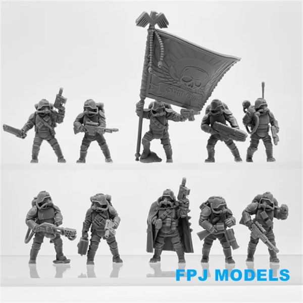 28 -mm -Skala Grim Guard Ironclads Harzmodell Kit Miniatur Tabletop War Gaming Model Spielzeug unbemalte Soldatenfiguren