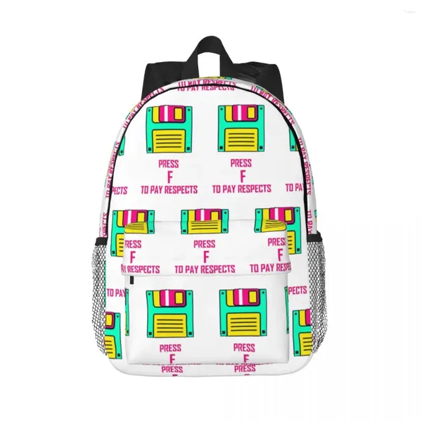 Rucksack farbenfrohe Neon -Floppy -Festplatte für Fans von 80ern Rucksäcken Teenager Buchbag