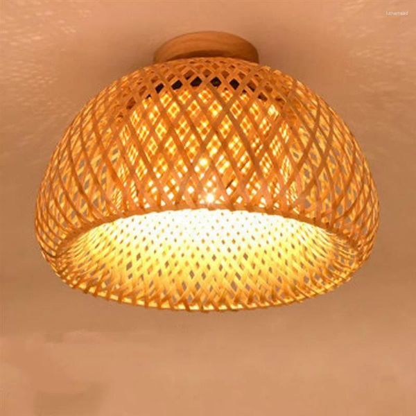 Luzes de teto 30 Rattan Wicker Pingente Lamp Shade Decoração de Bamboo de Bambu Arte de Madeira Suspensa Luminária Luminária