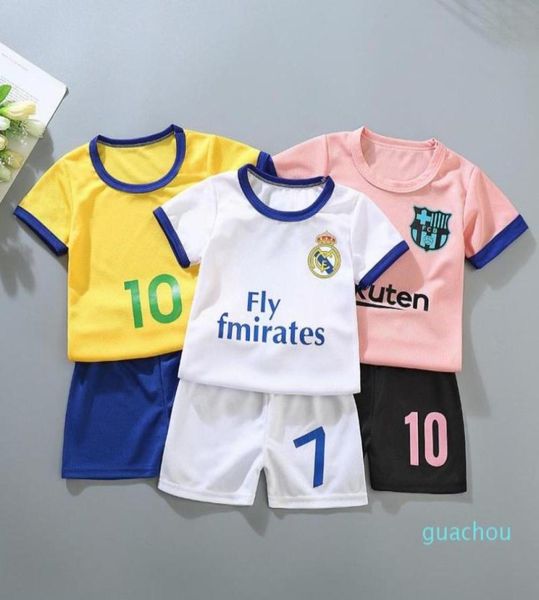 Set di abbigliamento uniforme per ragazzi e ragazze Summer Kids Soccer Sports Abita per bambini Shortsleeves Set 06Y24076285759494