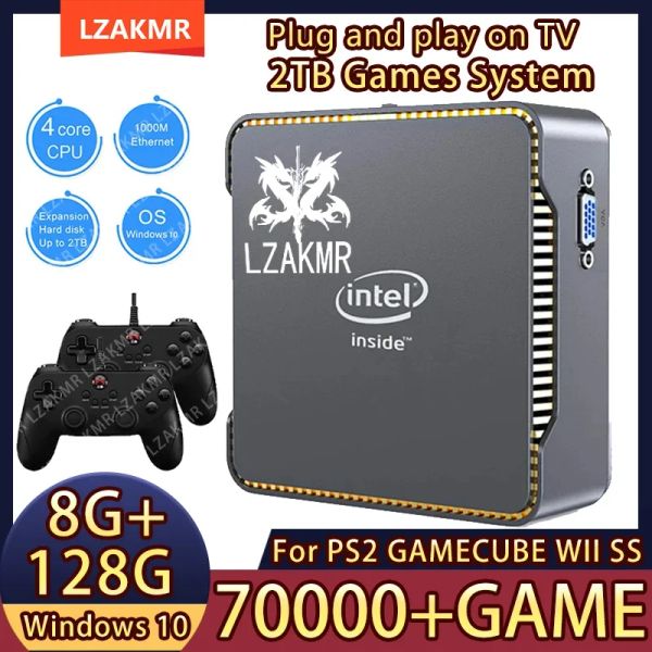 Konsolen -Plug -and -Play -WLAN -Gaming -Konsole AK3V 128G Win10 2TB Games System für PS2 Wii SS Gamecube 70000+ Spiele Ultimate Experience