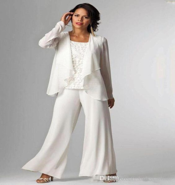 Elegante Chiffon Lady Calças Suits Mãe da Noiva no noivo com jaqueta PLUS TAMANHA MULHERES VENDOS DE FESTA TERRA DE TROURS BA55222566437