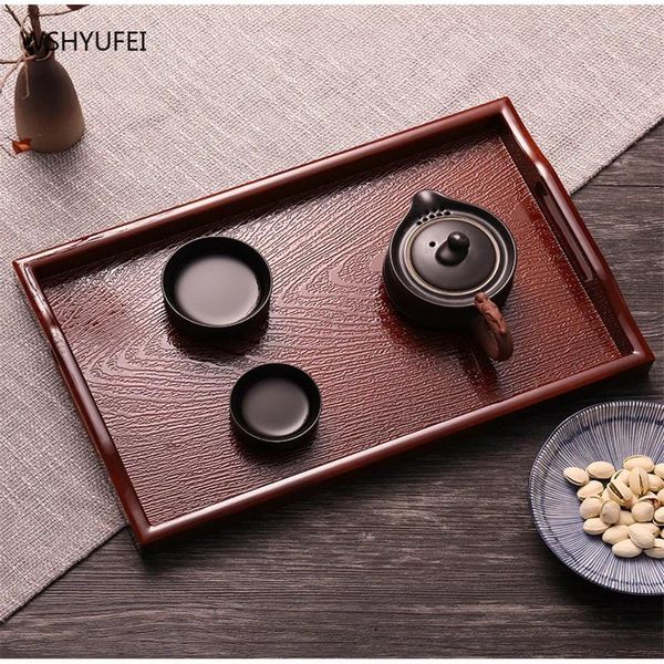 Vassoi di tè imitazione giapponese rettangolo in legno con una tazza d'acqua di plastica squisita di vassoio piccolo solido
