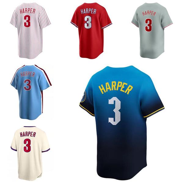 Jersey de beisebol costurada Bryce Harper em casa