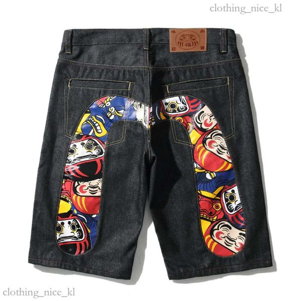 Evisue Jeans Designer hochwertiger Luxus-Kurzjeans M-förmige Stickrohre gerade Rohr mit Weitbeinhosen Hip Hop Y2K Edge Street Size 28-40 304