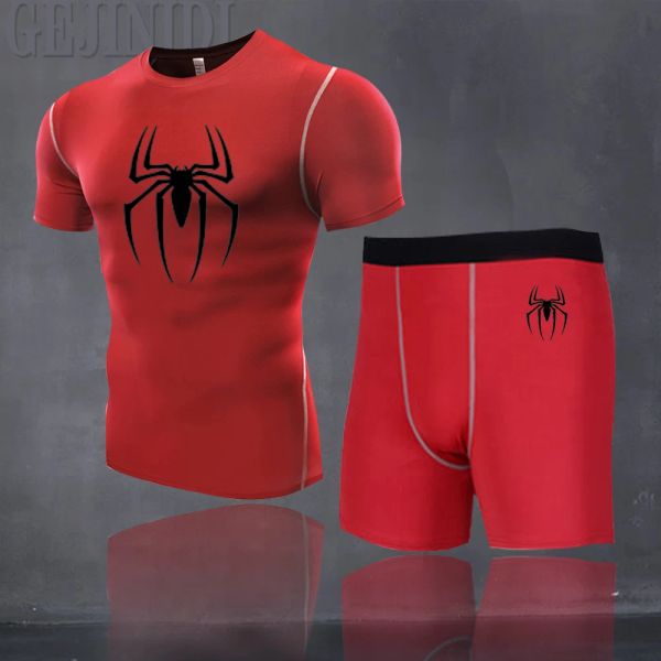 Calça calça de compressão masculina melandela masculina executando exercícios de fiess fiess rastreando adequado para executar exercício vermelho preto curto curto