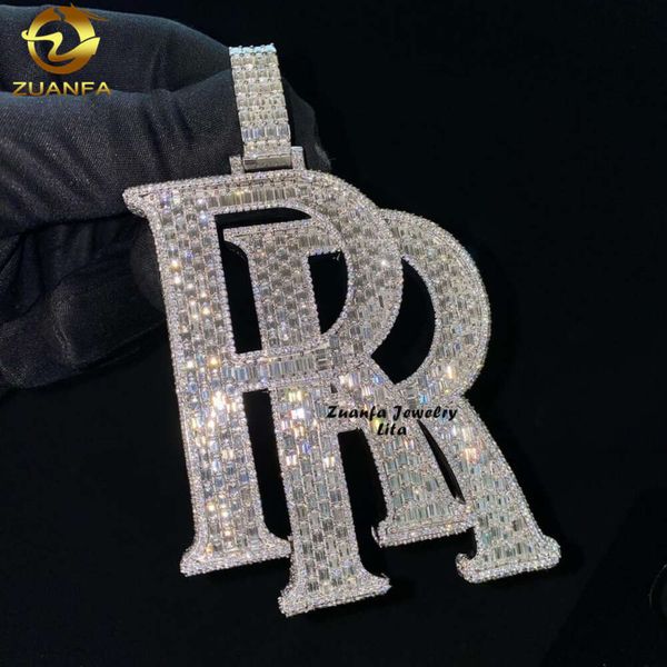 Gioielli Hip Hip Hip Hip personalizzati Collana di diamanti Moissanite Lettera iniziale Sier Iced Out Ciondolo