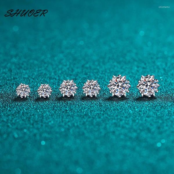 Bolzenohrringe 14K Weißgold insgesamt 0,6-2 CT Brilliant Cut Pass Diamond D Farbe Moissanit Schneeflocke für jugendliche Mädchen